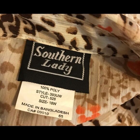 Southern Lady Size 18W Top Cream, Brown, Orange - Picture 4 of 5